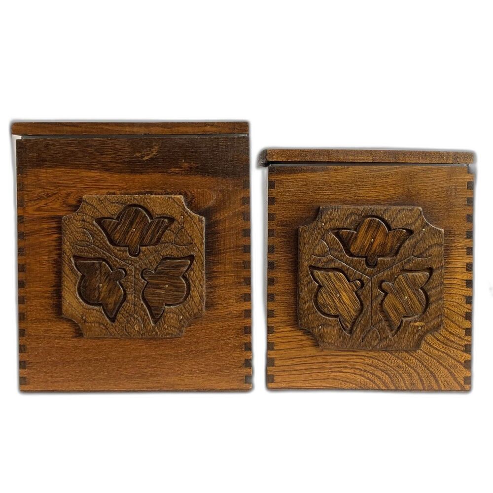 Vintage 70s Wood Canisters